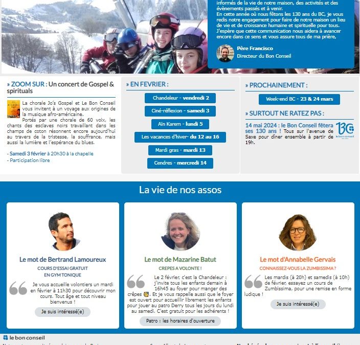 Les nouvelles du BC : newsletter mensuelle